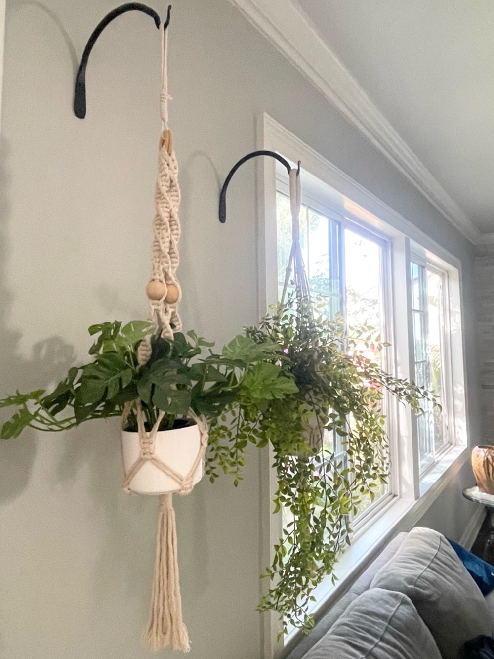 SET OF 4 Handmade Cream Macramé Plant Hanger - Neutral Home Accents - Picture 6 of 6